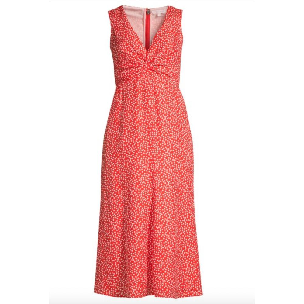 Rebecca Taylor Malia Twist Front Floral Midi Dress Silk NWT